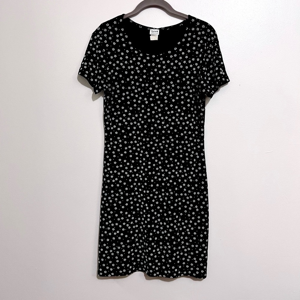 Spice Clothing Y2K Black & White Floral Bodycon Mini Dress